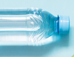A plastic water bottle.